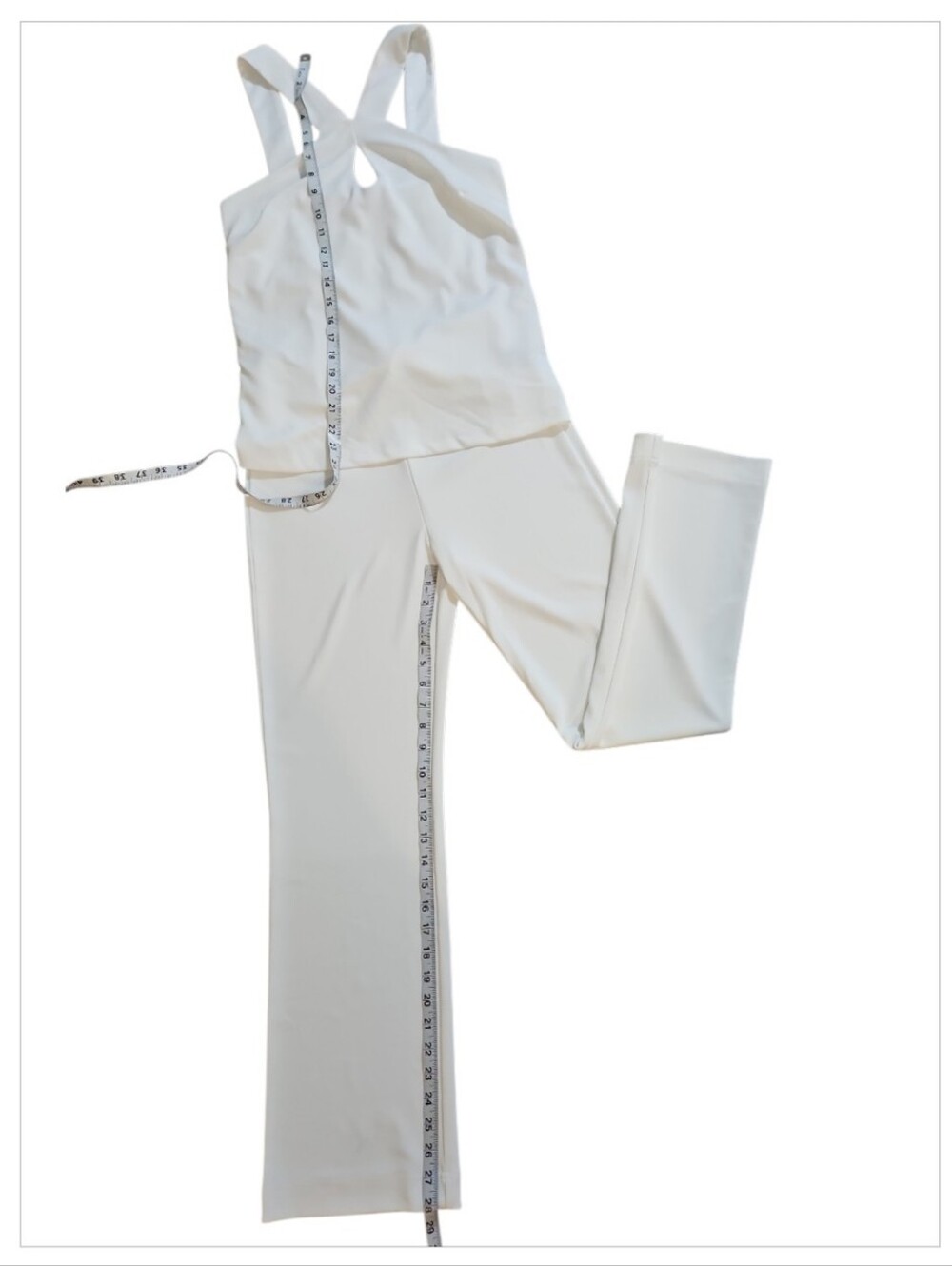 Boston Proper Beyond Travel Set Keyhole Halter Top Wide Leg Pants Ivory White XS - Picture 11 of 16